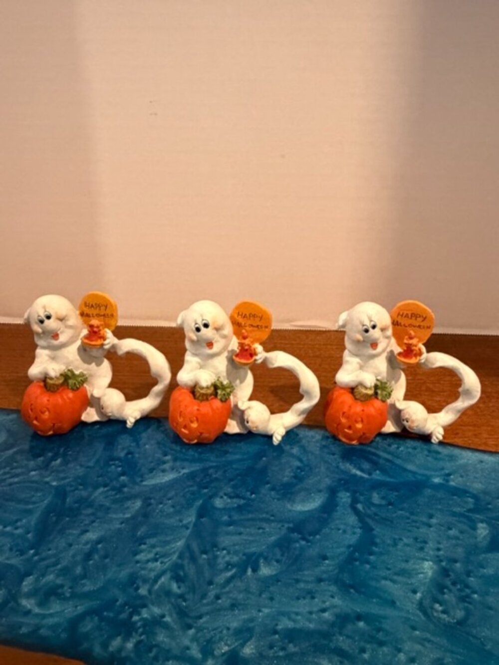 Set of 3 Ghost Pumpkin Happy Halloween Napkin Rings